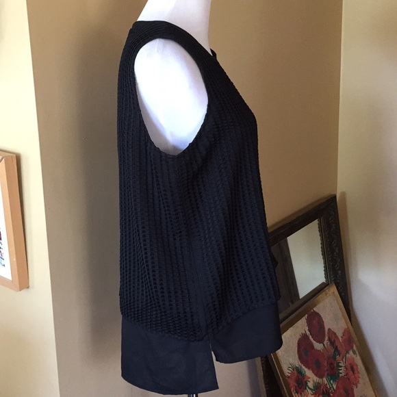 CALVIN KLEIN size LARGE 3-D Square Dual Layer Tank Business Career BLACK $89 NEW - Picture 4 of 8